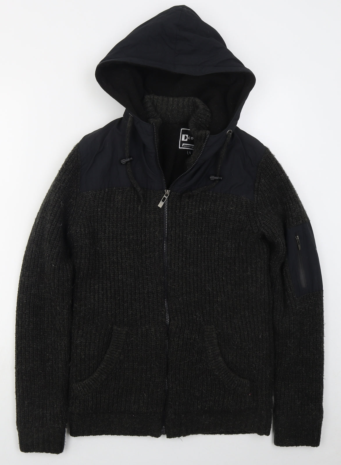 D Code Mens Grey  Acrylic Full Zip Hoodie Size S