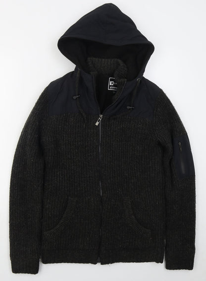 D Code Mens Grey  Acrylic Full Zip Hoodie Size S