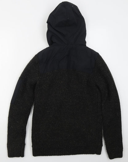 D Code Mens Grey  Acrylic Full Zip Hoodie Size S