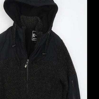 D Code Mens Grey  Acrylic Full Zip Hoodie Size S
