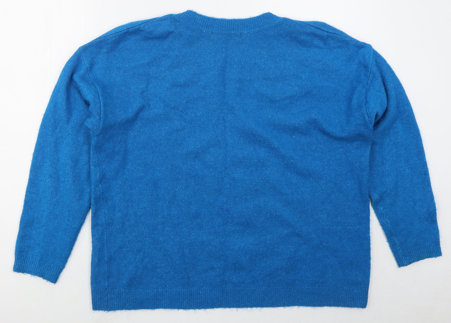 George Womens Blue Crew Neck  Acrylic Pullover Jumper Size 16