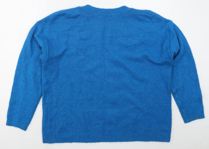 George Womens Blue Crew Neck  Acrylic Pullover Jumper Size 16