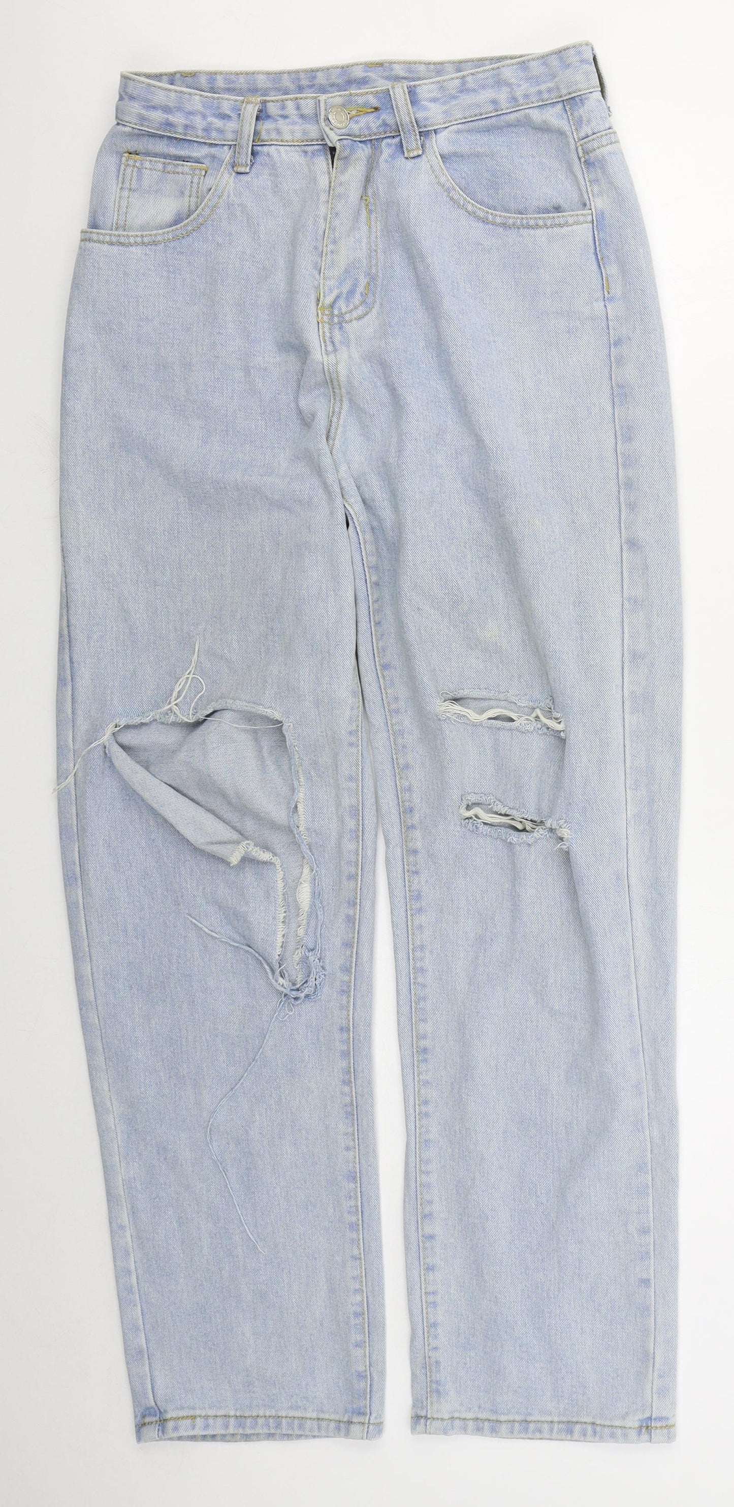 SheIn Womens Blue  Cotton Straight Jeans Size S L29 in Regular Button