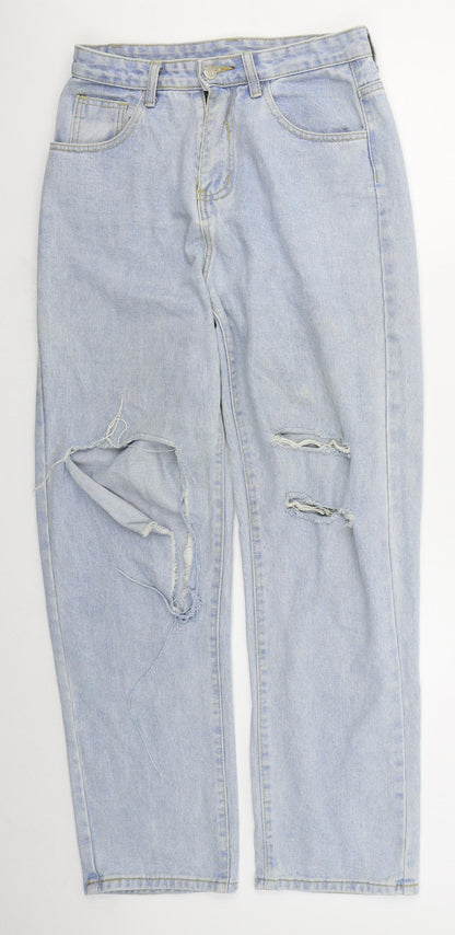 SheIn Womens Blue  Cotton Straight Jeans Size S L29 in Regular Button