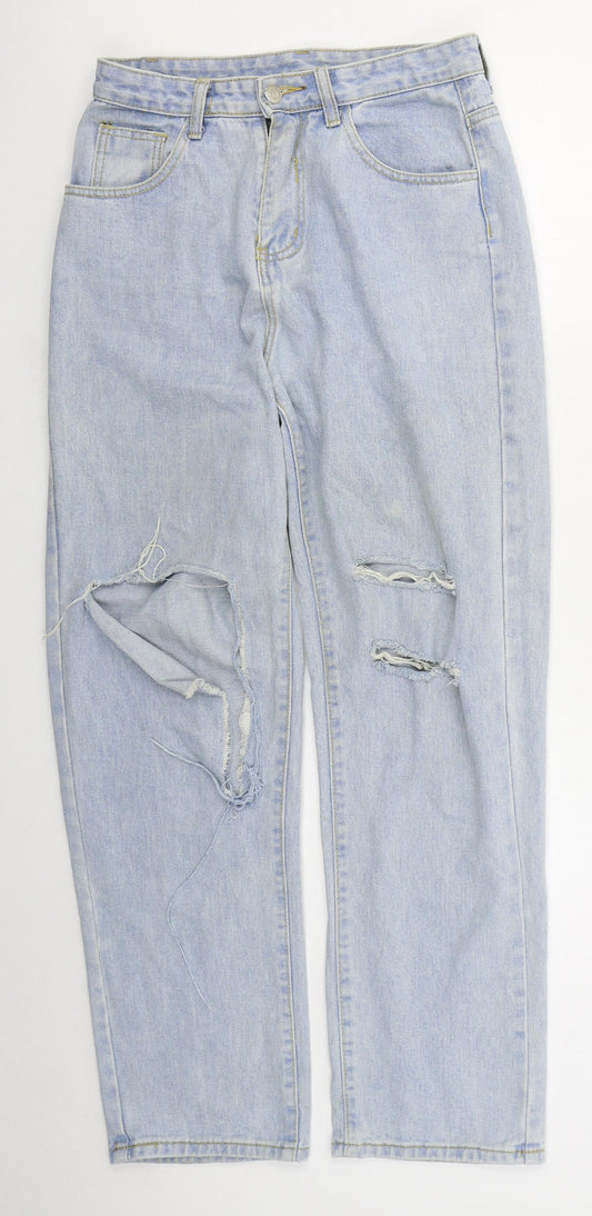 SheIn Womens Blue  Cotton Straight Jeans Size S L29 in Regular Button