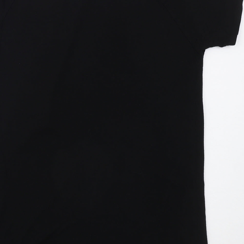 Matalan Womens Black Floral Polyester Basic T-Shirt Size 10 Round Neck