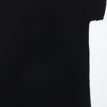 Matalan Womens Black Floral Polyester Basic T-Shirt Size 10 Round Neck