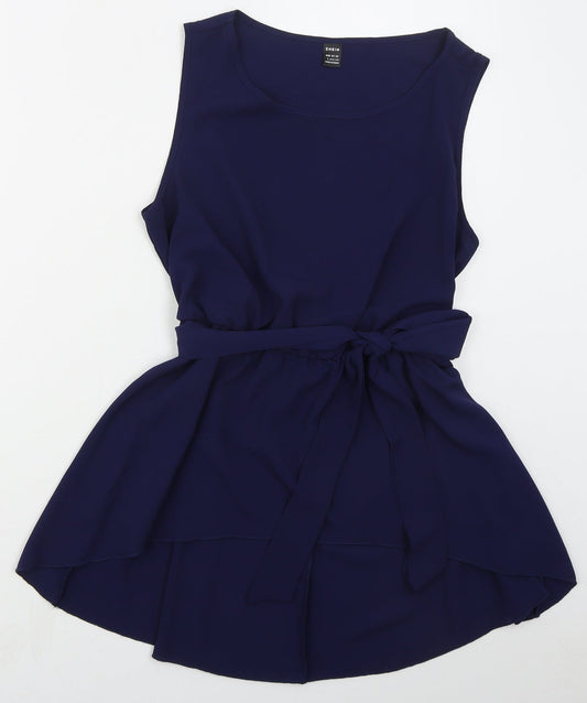 SheIn Womens Blue  Polyester Basic Blouse Size L Boat Neck