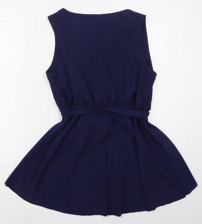 SheIn Womens Blue  Polyester Basic Blouse Size L Boat Neck