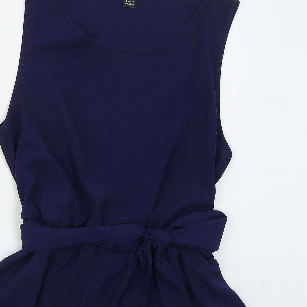 SheIn Womens Blue  Polyester Basic Blouse Size L Boat Neck