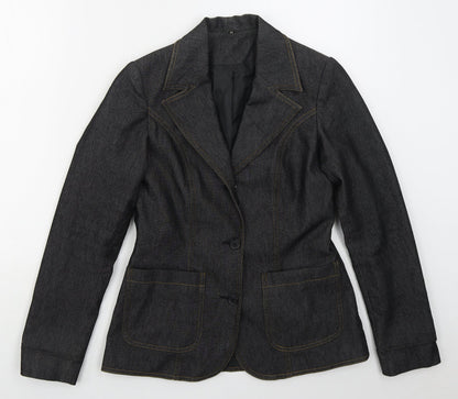 H&M Womens Blue  Cotton Jacket Suit Jacket Size M