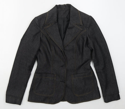 H&M Womens Blue  Cotton Jacket Suit Jacket Size M