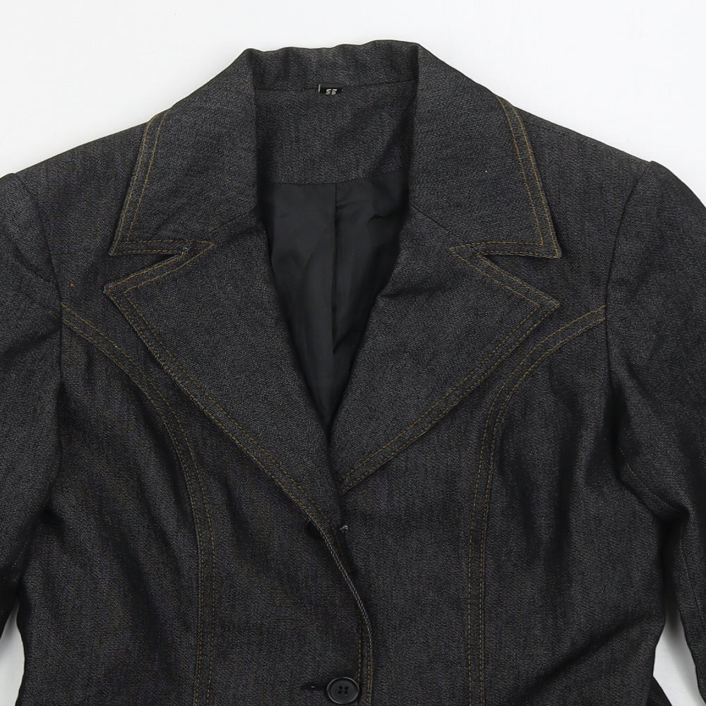 H&M Womens Blue  Cotton Jacket Suit Jacket Size M