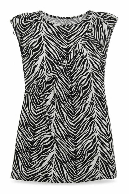 Pussycat Womens Black Animal Print Polyester Mini  Size 14  Round Neck Pullover - Zebra Print