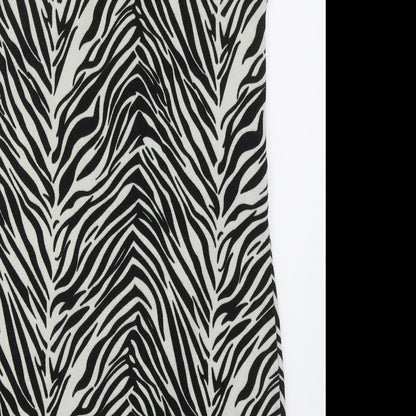 Pussycat Womens Black Animal Print Polyester Mini  Size 14  Round Neck Pullover - Zebra Print