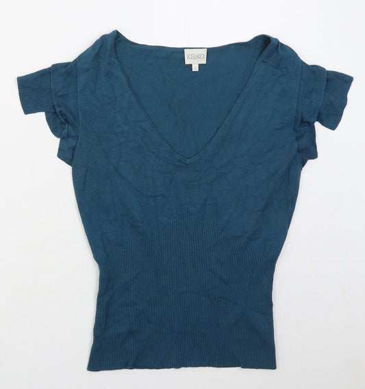 Kaliko Womens Blue V-Neck  Viscose Pullover Jumper Size 8