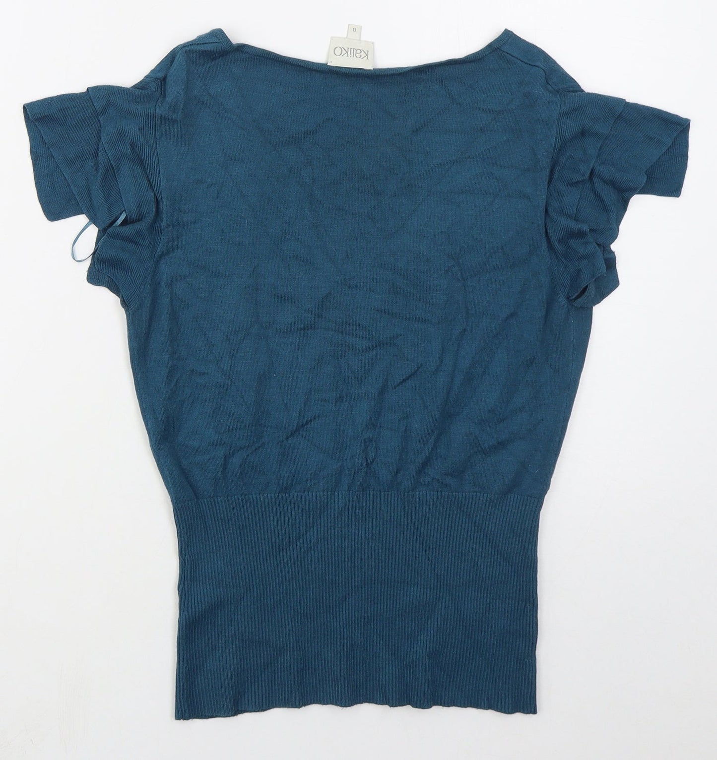 Kaliko Womens Blue V-Neck  Viscose Pullover Jumper Size 8