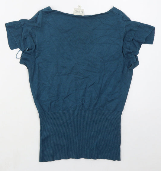Kaliko Womens Blue V-Neck  Viscose Pullover Jumper Size 8