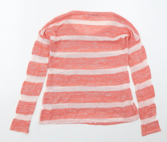 Atmosphere Womens Pink Round Neck Striped Acrylic Pullover Jumper Size 6