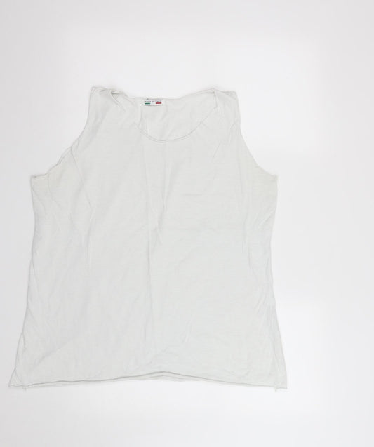 Made in Italy Womens White  Cotton Basic T-Shirt Size M Round Neck