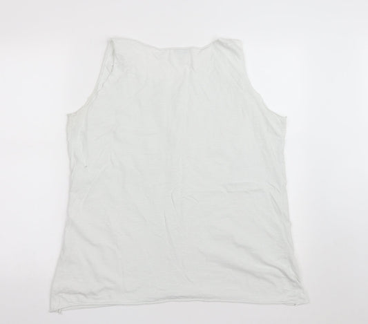 Made in Italy Womens White  Cotton Basic T-Shirt Size M Round Neck