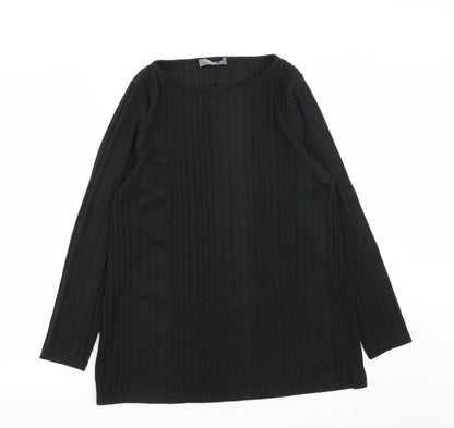 Nutmeg Womens Black Round Neck  Polyester Pullover Jumper Size 12