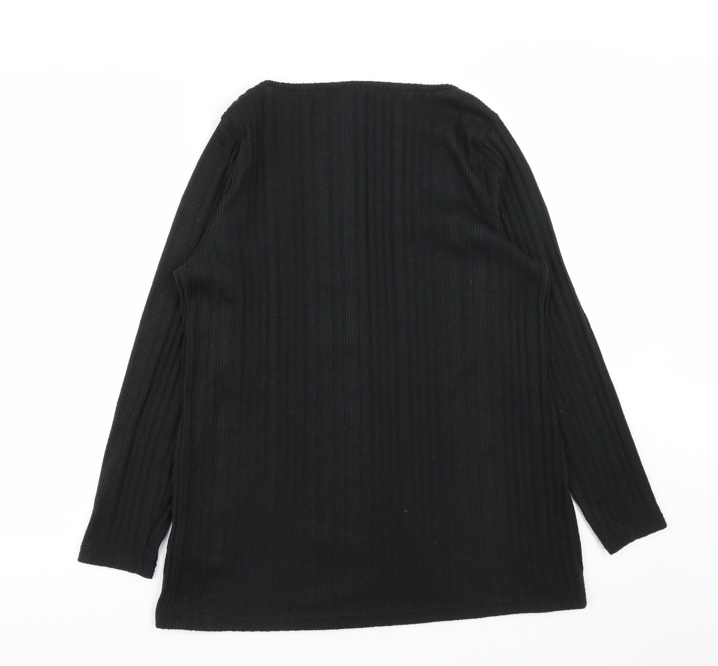 Nutmeg Womens Black Round Neck  Polyester Pullover Jumper Size 12