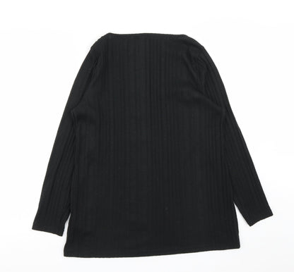 Nutmeg Womens Black Round Neck  Polyester Pullover Jumper Size 12