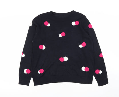 TU Womens Blue Round Neck  Acrylic Pullover Jumper Size 10