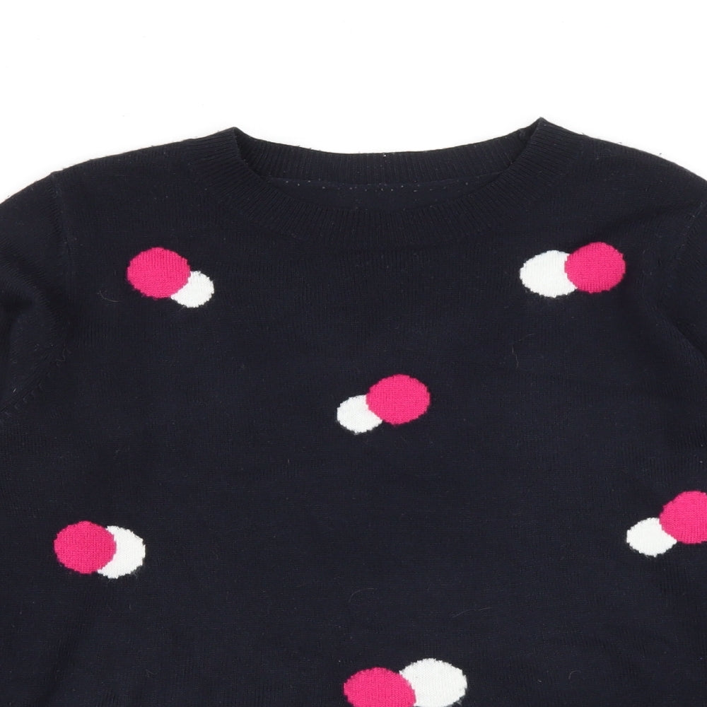 TU Womens Blue Round Neck  Acrylic Pullover Jumper Size 10