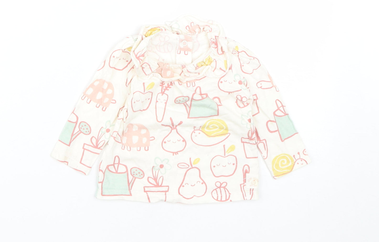 George Girls White  Cotton Basic Casual Size 9-12 Months Round Neck Snap - Home Grown With Love