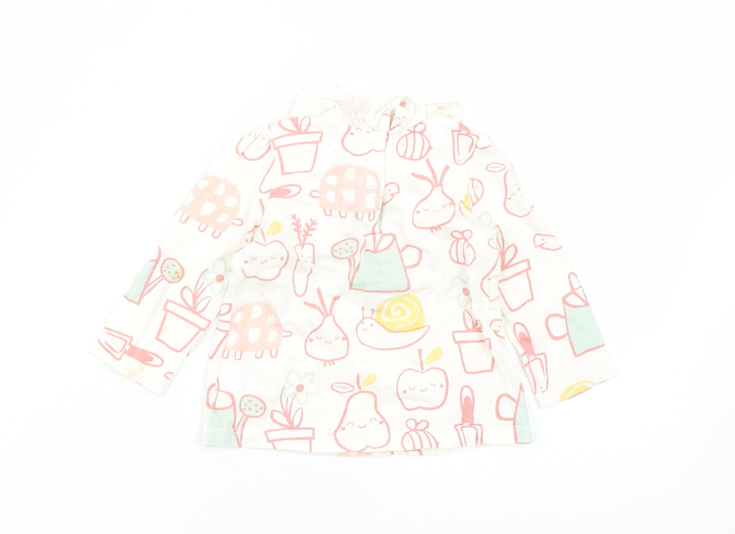 George Girls White  Cotton Basic Casual Size 9-12 Months Round Neck Snap - Home Grown With Love