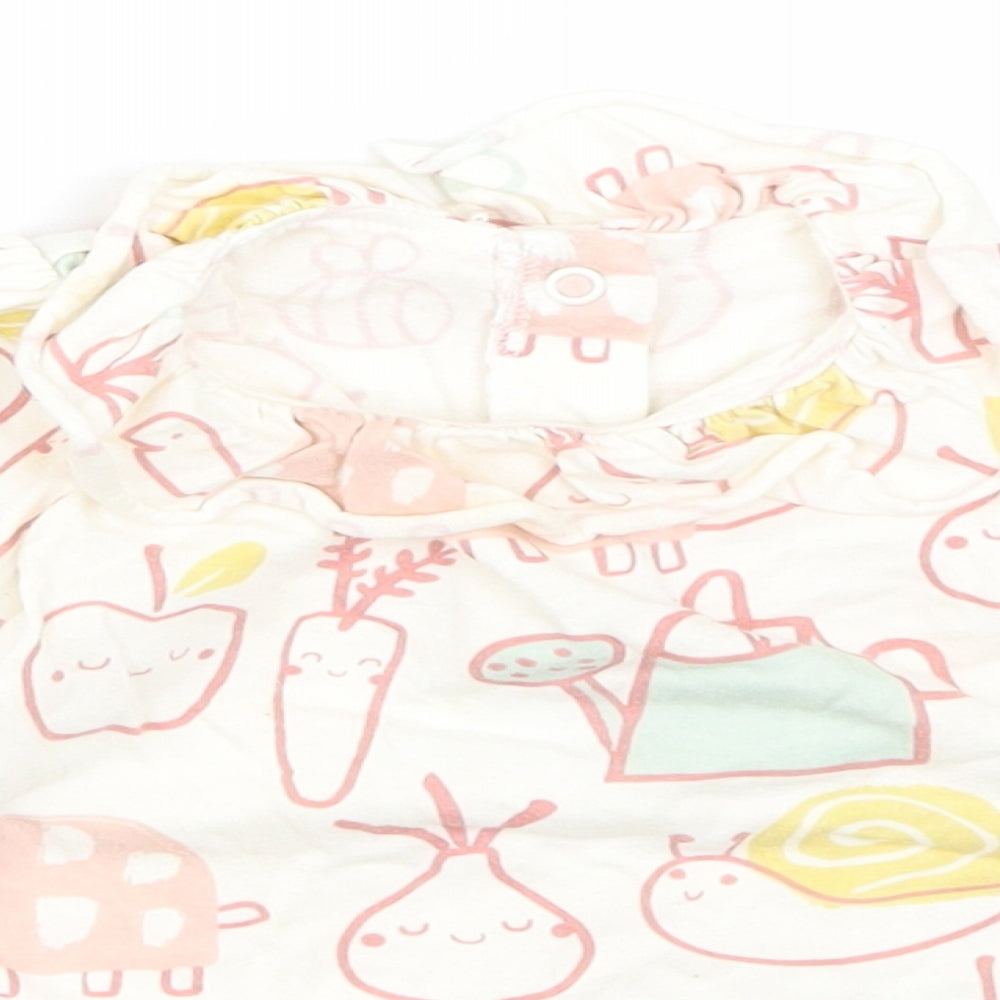 George Girls White  Cotton Basic Casual Size 9-12 Months Round Neck Snap - Home Grown With Love