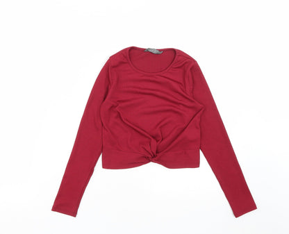 Primark Girls Red  Polyester Cropped T-Shirt Size 10-11 Years Round Neck