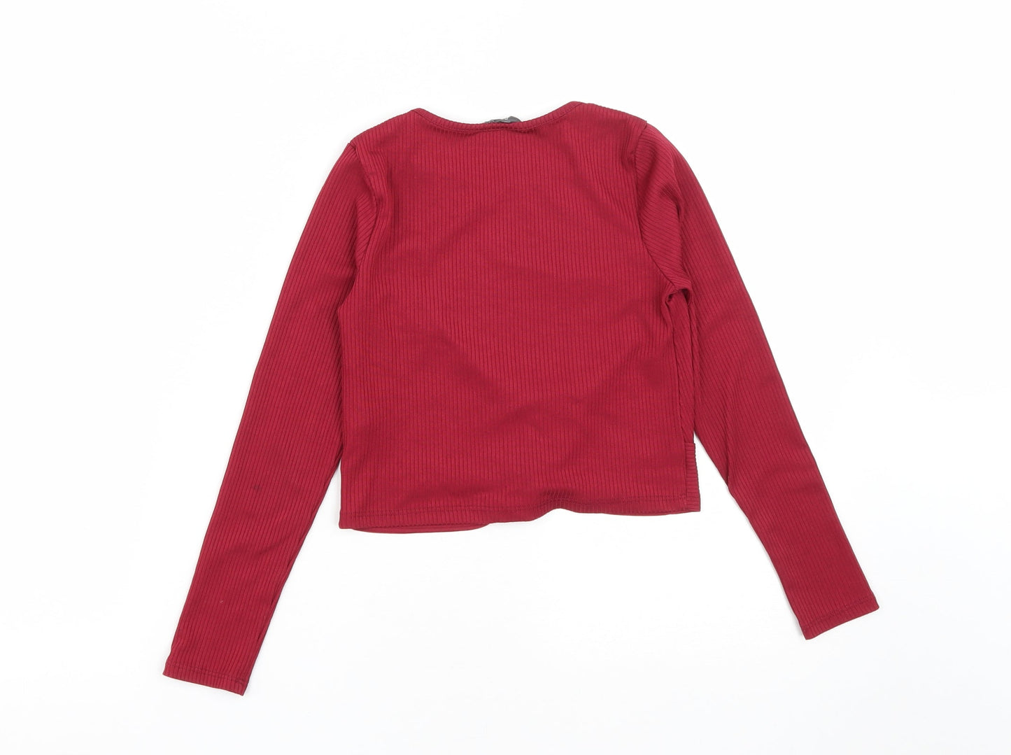Primark Girls Red  Polyester Cropped T-Shirt Size 10-11 Years Round Neck