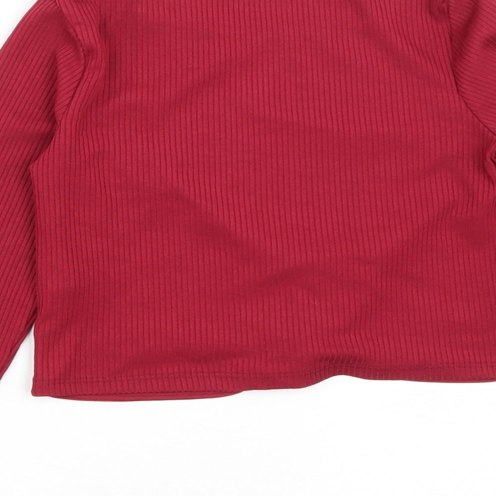 Primark Girls Red  Polyester Cropped T-Shirt Size 10-11 Years Round Neck