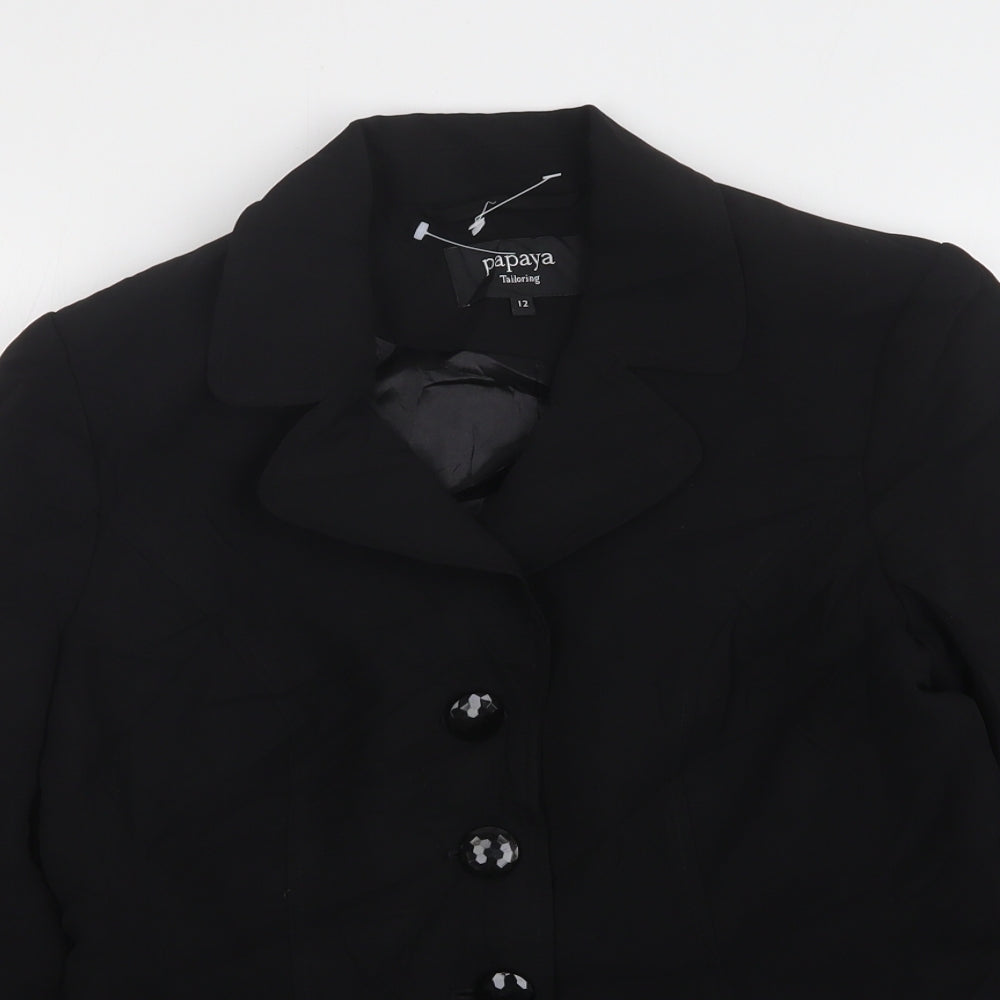 Papaya Womens Black  Polyester Jacket Suit Jacket Size 12