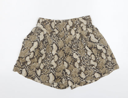 H&M Womens Green Animal Print Viscose Mom Shorts Size 8 L4 in Regular