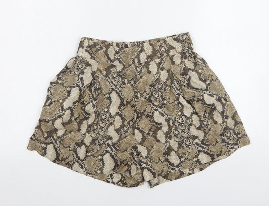H&M Womens Green Animal Print Viscose Mom Shorts Size 8 L4 in Regular