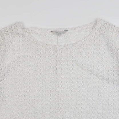 Peacocks Womens White Round Neck  Polyester Pullover Jumper Size 20