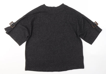 F&F Womens Grey  Polyester Jersey T-Shirt Size 8 Round Neck