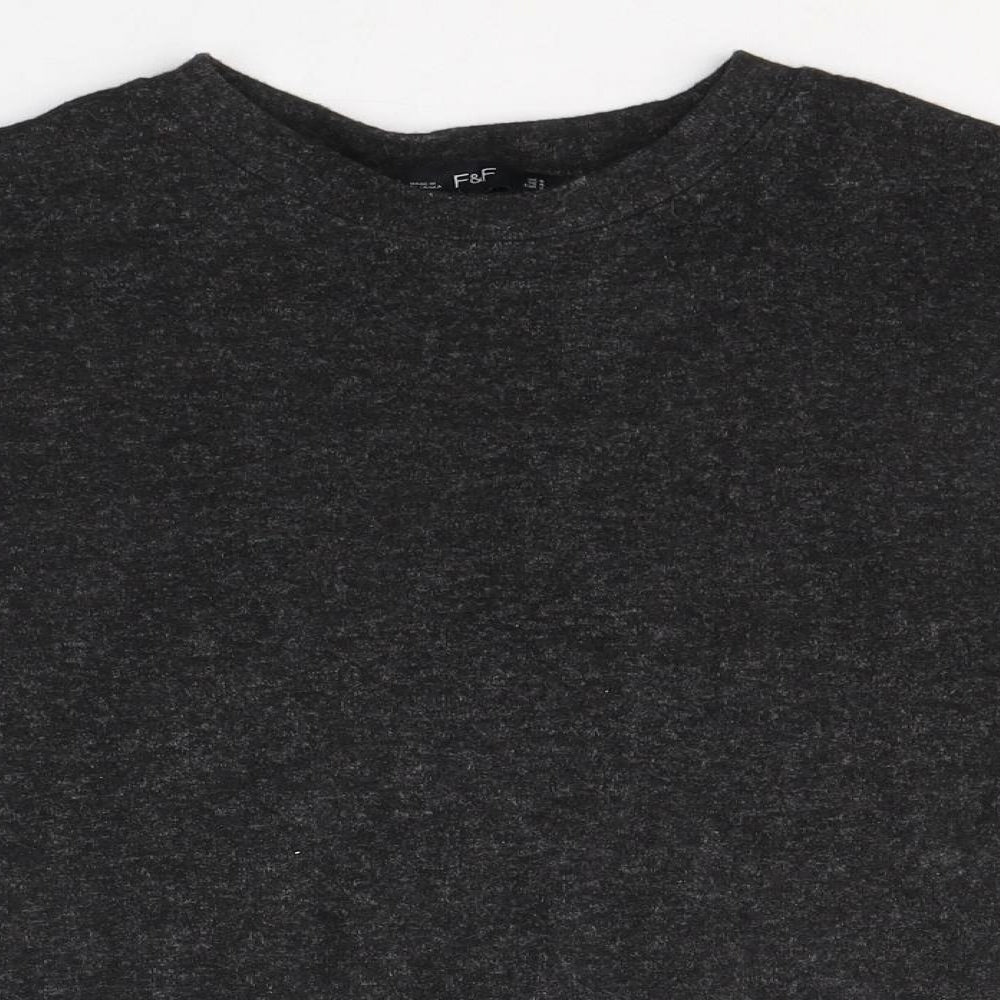 F&F Womens Grey  Polyester Jersey T-Shirt Size 8 Round Neck