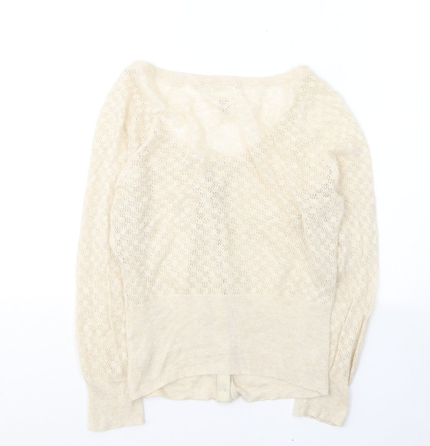 In Stitches Womens Ivory V-Neck  Cotton Cardigan Jumper Size M