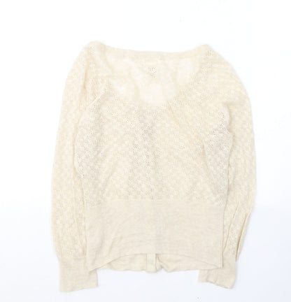 In Stitches Womens Ivory V-Neck  Cotton Cardigan Jumper Size M