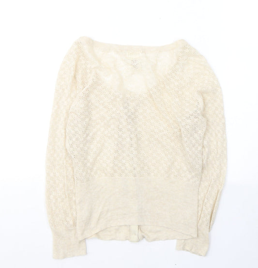 In Stitches Womens Ivory V-Neck  Cotton Cardigan Jumper Size M