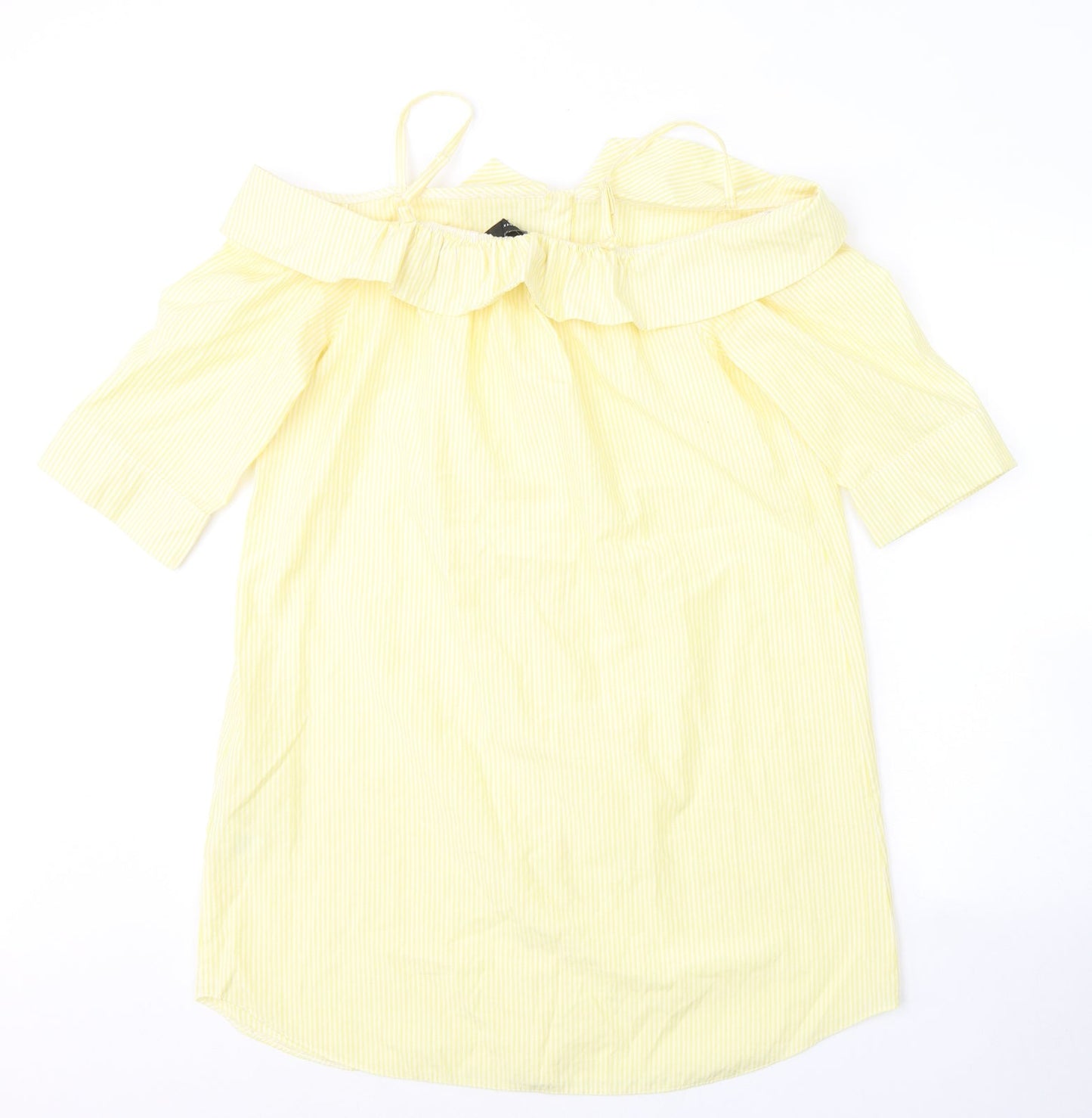 Atmosphere Womens Yellow Striped Cotton Basic Blouse Size 16 Off the Shoulder