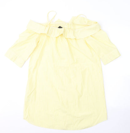 Atmosphere Womens Yellow Striped Cotton Basic Blouse Size 16 Off the Shoulder