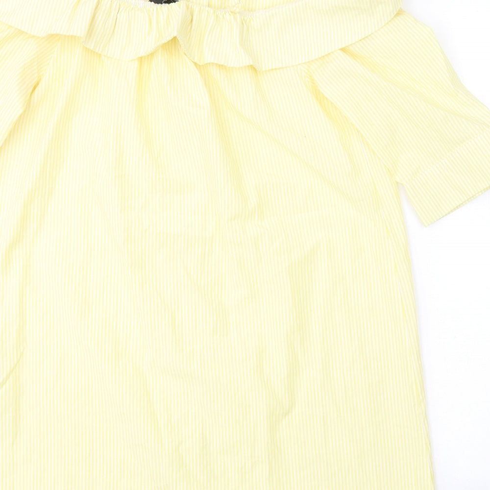 Atmosphere Womens Yellow Striped Cotton Basic Blouse Size 16 Off the Shoulder