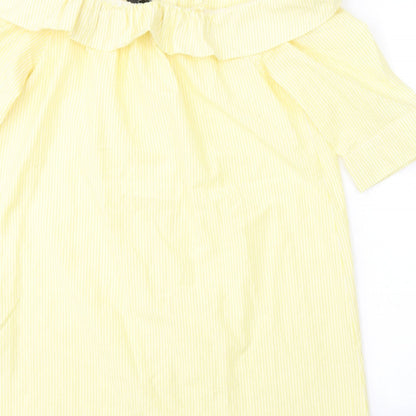 Atmosphere Womens Yellow Striped Cotton Basic Blouse Size 16 Off the Shoulder