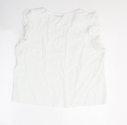 SheIn Womens White  Cotton Basic T-Shirt Size XL V-Neck